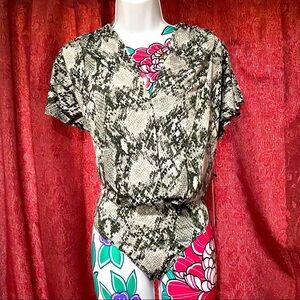 Haute Monde Black Gray Snake Print Body Suit